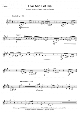 page one of Live And Let Die (Clarinet Solo)