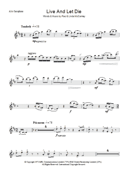 page one of Live And Let Die (Lead Sheet / Fake Book)