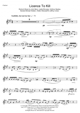 page one of Licence To Kill (Clarinet Solo)