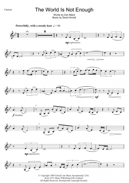 page one of The World Is Not Enough (Clarinet Solo)