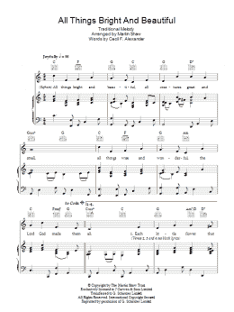 page one of All Things Bright And Beautiful (Piano, Vocal & Guitar Chords)