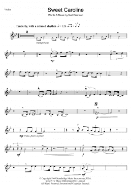 page one of Sweet Caroline (Violin Solo)