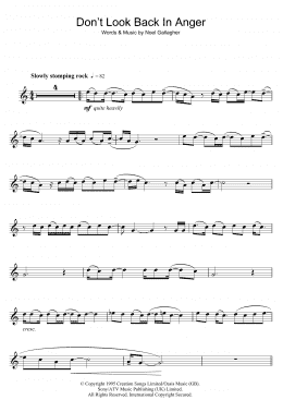 page one of Don't Look Back In Anger (Flute Solo)