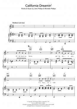 page one of California Dreamin' (Piano, Vocal & Guitar Chords (Right-Hand Melody))
