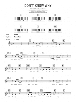 page one of Don't Know Why (Piano Chords/Lyrics)