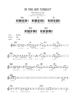 page one of In The Air Tonight (Piano Chords/Lyrics)