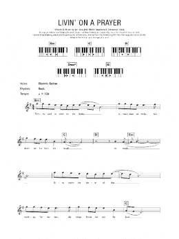 page one of Livin' On A Prayer (Piano Chords/Lyrics)