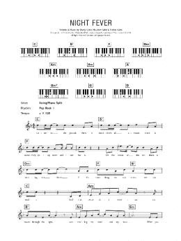 page one of Night Fever (Piano Chords/Lyrics)