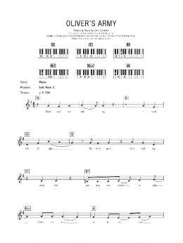 page one of Oliver's Army (Piano Chords/Lyrics)