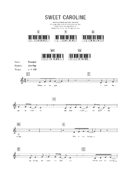 page one of Sweet Caroline (Piano Chords/Lyrics)