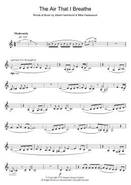 page one of The Air That I Breathe (Clarinet Solo)