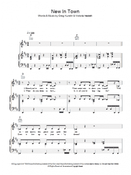 page one of New In Town (Piano, Vocal & Guitar Chords)