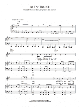 page one of In For The Kill (Piano, Vocal & Guitar Chords)