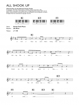 page one of All Shook Up (Piano Chords/Lyrics)