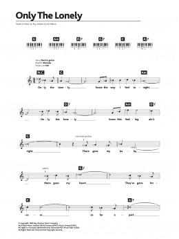 page one of Only The Lonely (Piano Chords/Lyrics)