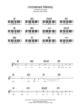 page one of Unchained Melody (Piano Chords/Lyrics)