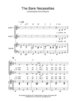 page one of The Bare Necessities (arr. Rick Hein) (2-Part Choir)