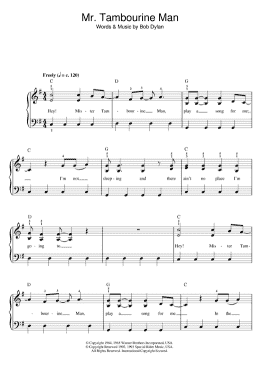 page one of Mr. Tambourine Man (Beginner Piano (Abridged))