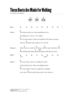 page one of These Boots Are Made For Walking (Guitar Chords/Lyrics)