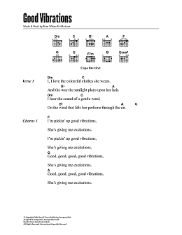 page one of Good Vibrations (Guitar Chords/Lyrics)