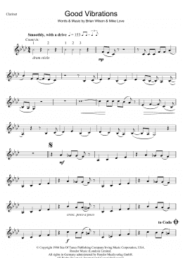 page one of Good Vibrations (Clarinet Solo)