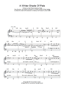 page one of A Whiter Shade Of Pale (Easy Piano)