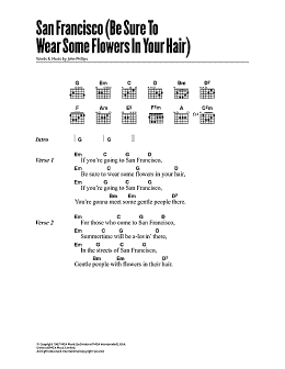 page one of San Francisco (Be Sure To Wear Some Flowers In Your Hair) (Guitar Chords/Lyrics)