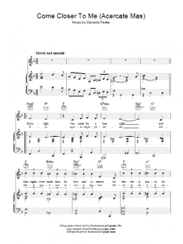 page one of Come Closer To Me (Acercate Mas) (Piano, Vocal & Guitar Chords)