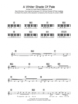 page one of A Whiter Shade Of Pale (Piano Chords/Lyrics)