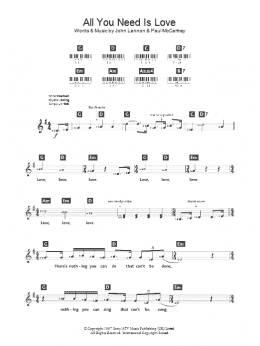 page one of All You Need Is Love (Piano Chords/Lyrics)