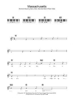 page one of Massachusetts (The Lights Went Out) (Piano Chords/Lyrics)