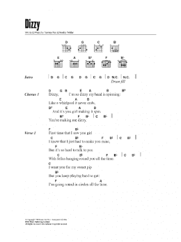 page one of Dizzy (Guitar Chords/Lyrics)