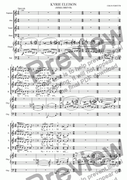 page one of Missa Brevis for S.A.T.B., Soli, Brass,Timpani and Organ. 'Kyrie Eleison'.
