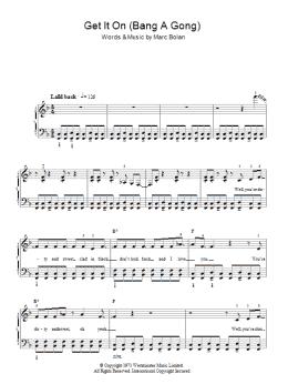page one of Bang A Gong (Get It On) (Easy Piano)
