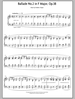page one of Ballade No. 2 In F Major, Op. 38 (Piano Solo)