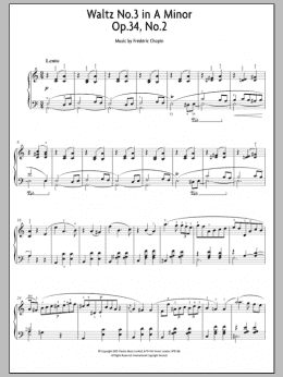 page one of Waltz No. 3 In A Minor, Op. 34, No. 2 (Piano Solo)