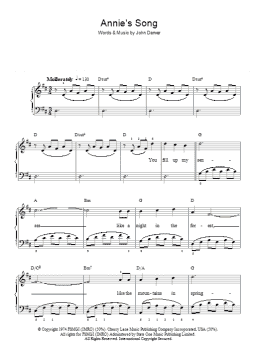 page one of Annie's Song (Easy Piano)