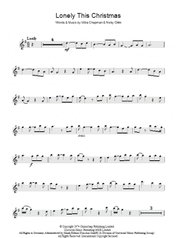 page one of Lonely This Christmas (Lead Sheet / Fake Book)