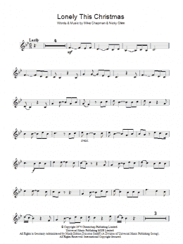 page one of Lonely This Christmas (Lead Sheet / Fake Book)