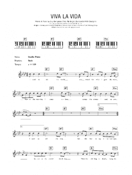 page one of Viva La Vida (Piano Chords/Lyrics)