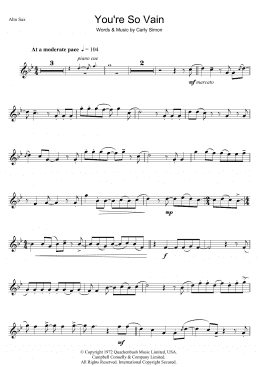 page one of You're So Vain (Alto Sax Solo)