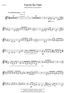 page one of You're So Vain (Clarinet Solo)