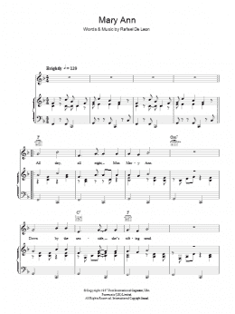 page one of Mary Ann (Piano, Vocal & Guitar Chords)