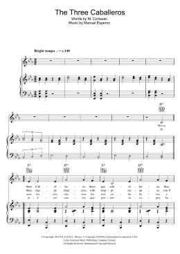 page one of The Three Caballeros (Piano, Vocal & Guitar Chords)