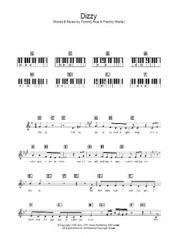 page one of Dizzy (Piano Chords/Lyrics)
