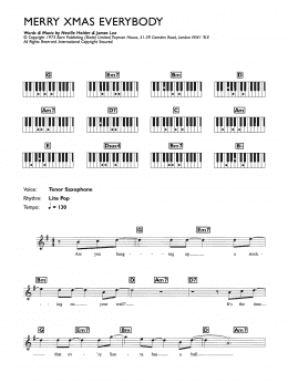 page one of Merry Xmas Everybody (Piano Chords/Lyrics)