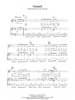 page one of Vincent (Starry Starry Night) (Piano, Vocal & Guitar Chords (Right-Hand Melody))