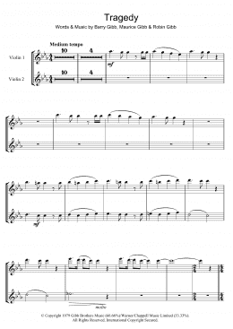 page one of Tragedy (Violin Duet)
