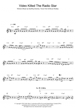 page one of Video Killed The Radio Star (Clarinet Solo)