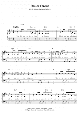 page one of Baker Street (Beginner Piano (Abridged))